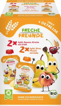 FRECHE FREUNDE Squeeze fruit & grain, from 6 months, (4x100 g), 400 g