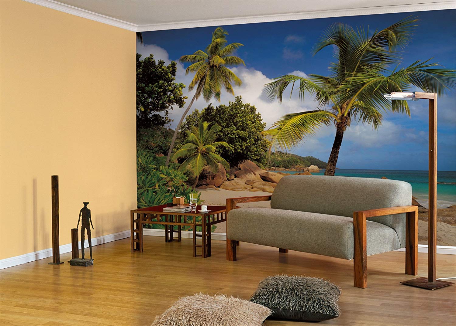 Komar 8 Wall Mural – 368 X 254 Cm Seychelles Praslin Beach Scenic – Blue (P