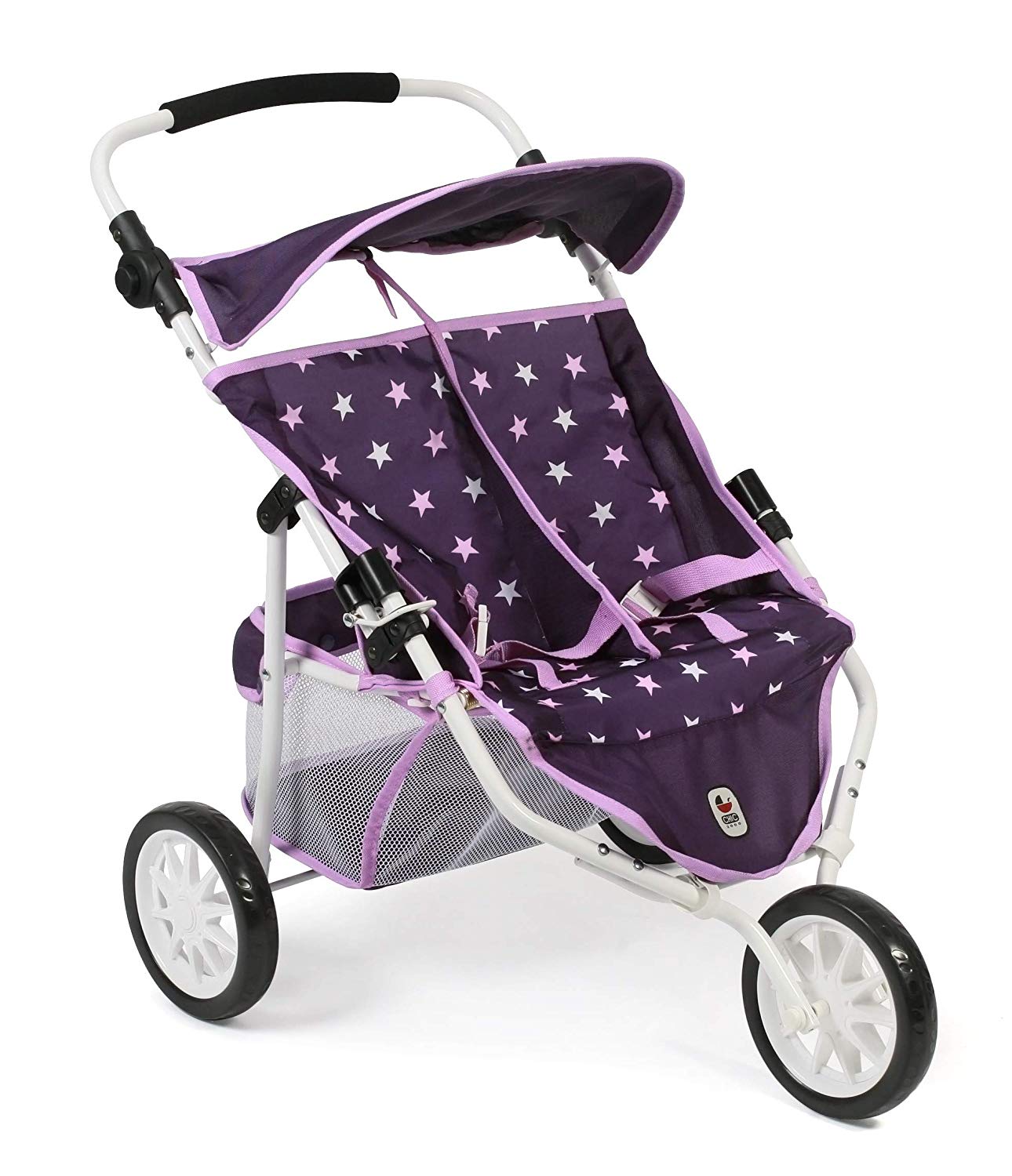 Bayer Chic 2000 Twin Jogger, Doll\'s Pram for Two Dolls, 3-Wheel Twin Buggy for Children from 4 to 8 Years