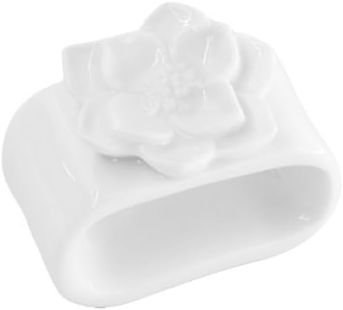 La Porcellana Bianca Napkin Ring with Water Lily Flower \"In Tavola\" Diameter 3 x 5 x Height 4 cm