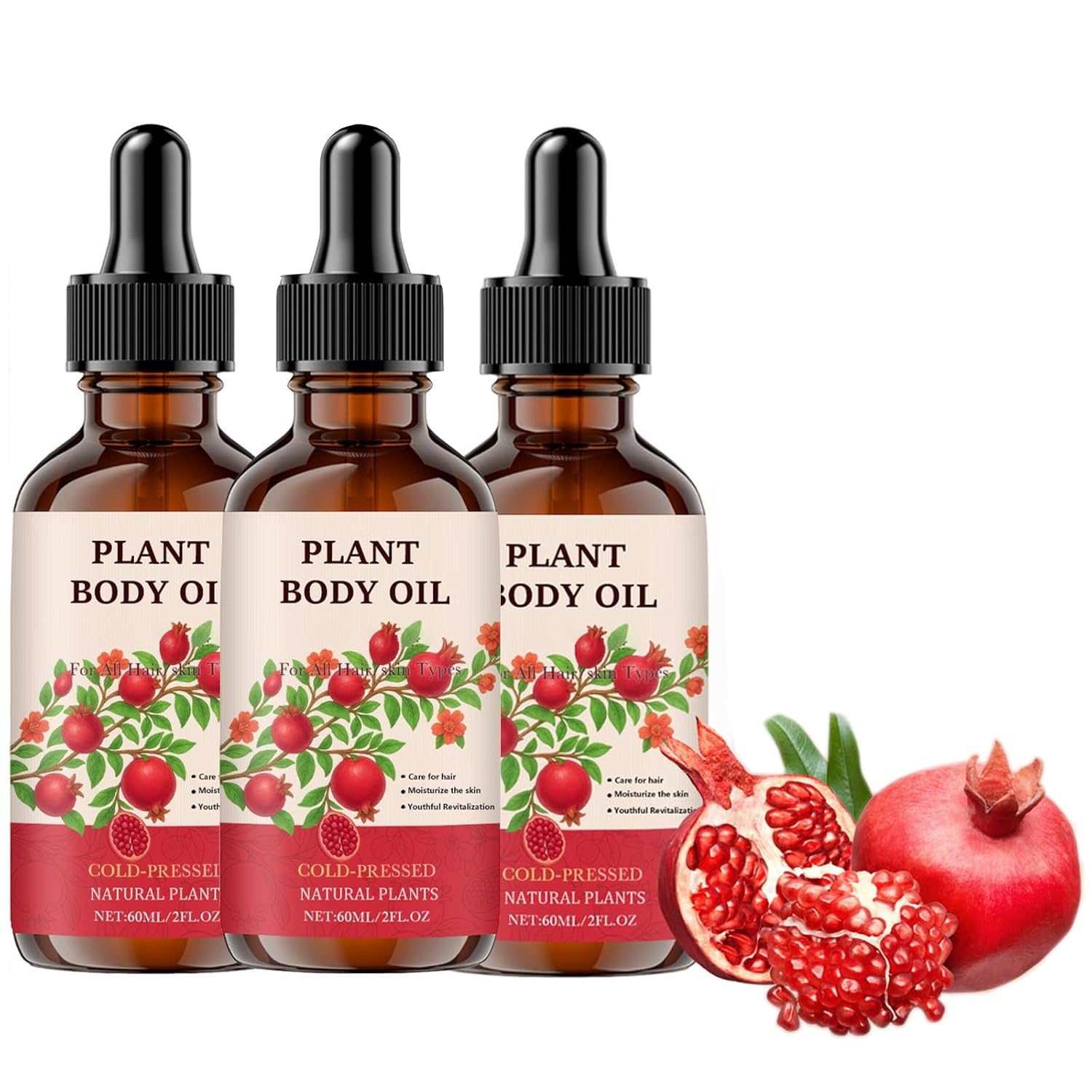 Woranb Pomegranate Seed Oil, Pomegranate Seed Oil, 100% Pomegranate Seed Oil for Skin and Hair Care, Natural Premium Extract, Improves the Elasticity of the Face and Body Skin (3)