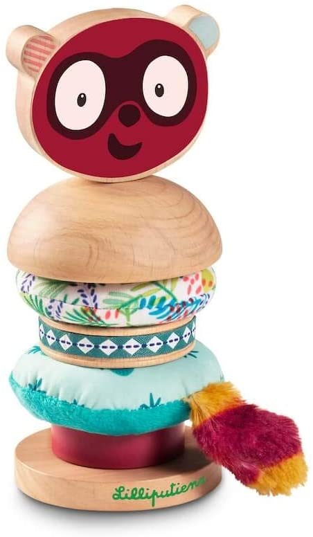 Lilliputiens 83115 Wooden Stacking Tower Pyramid Georges Lemur 7 Pieces 8 X