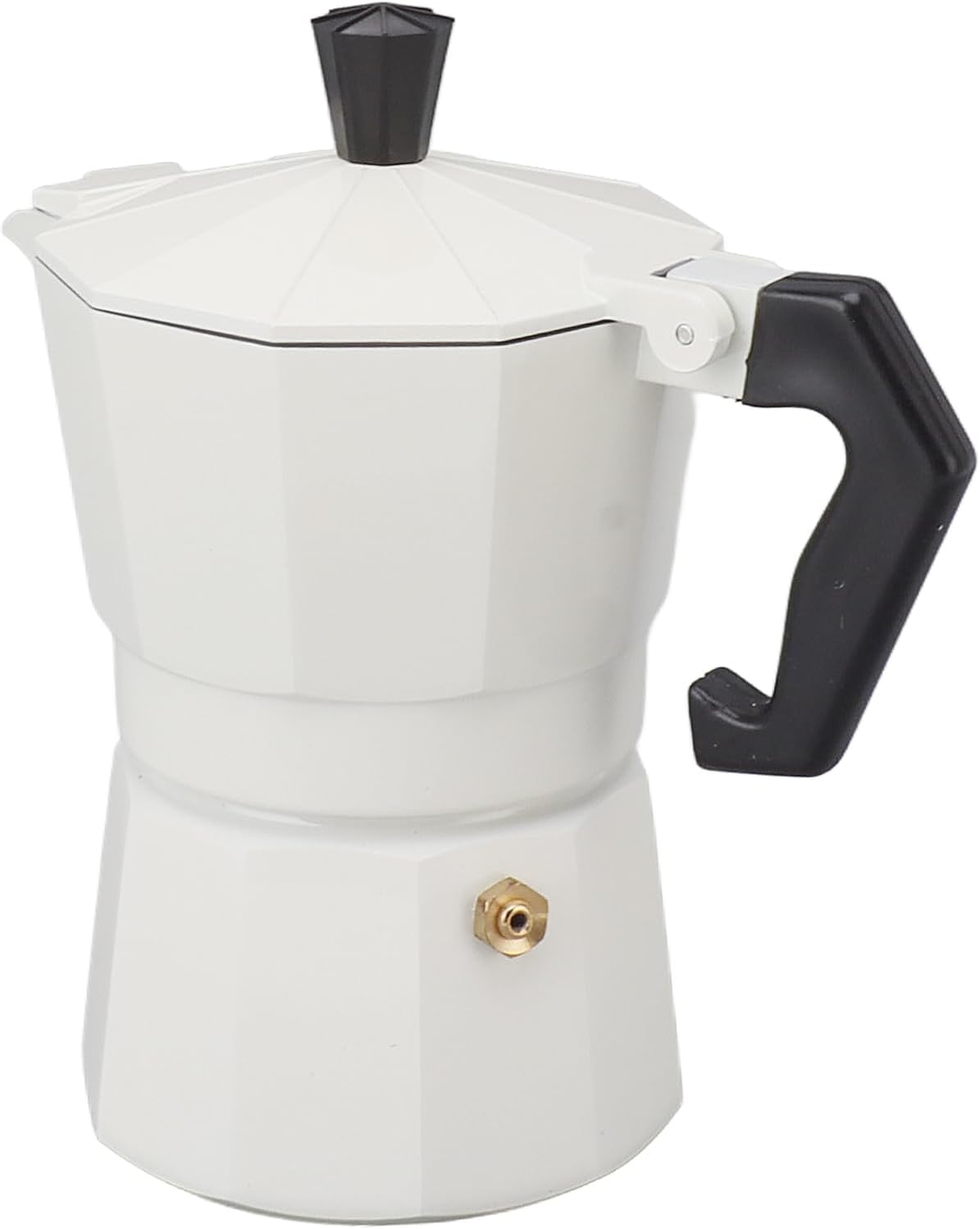 Stovetop Moka Pot, Portable Aluminum Alloy Moka Pot, Hand Brewed, Evenly Distributed Heat for Camping (White 300 ml)