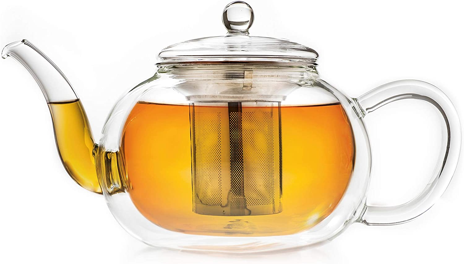 Creano Double-Walled Glass Teapot 1.2 L with Stainless Steel Filter - Drip-Free
