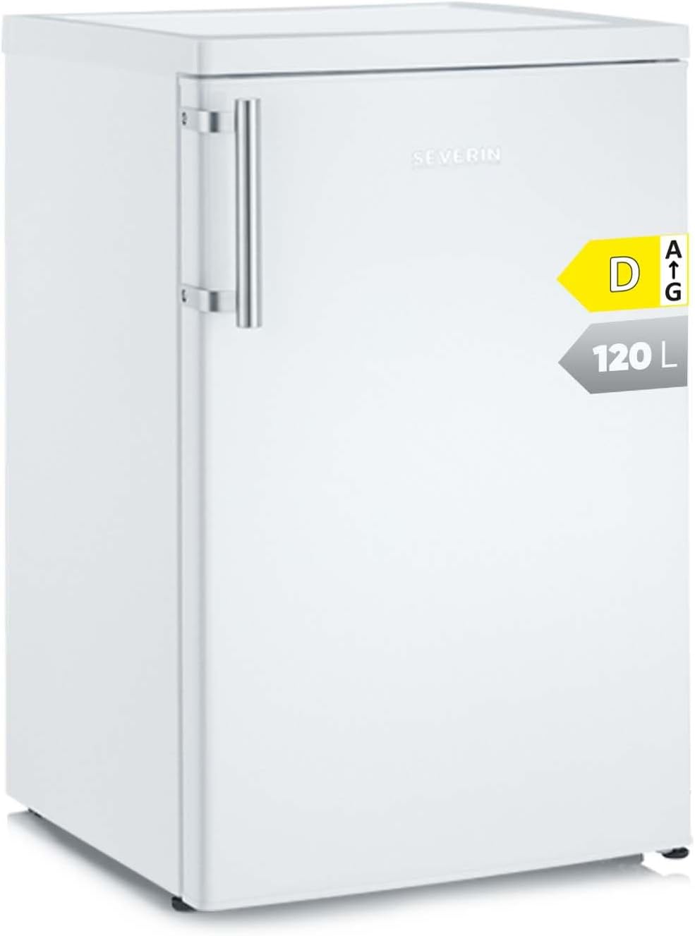 SEVERIN VKS 8808 Full-Room Fridge with Modern LED Lighting 2 x Height-Adjustable Shelves Large Veggie Box Extremely Quiet 41 dB 120 L Capacity White
