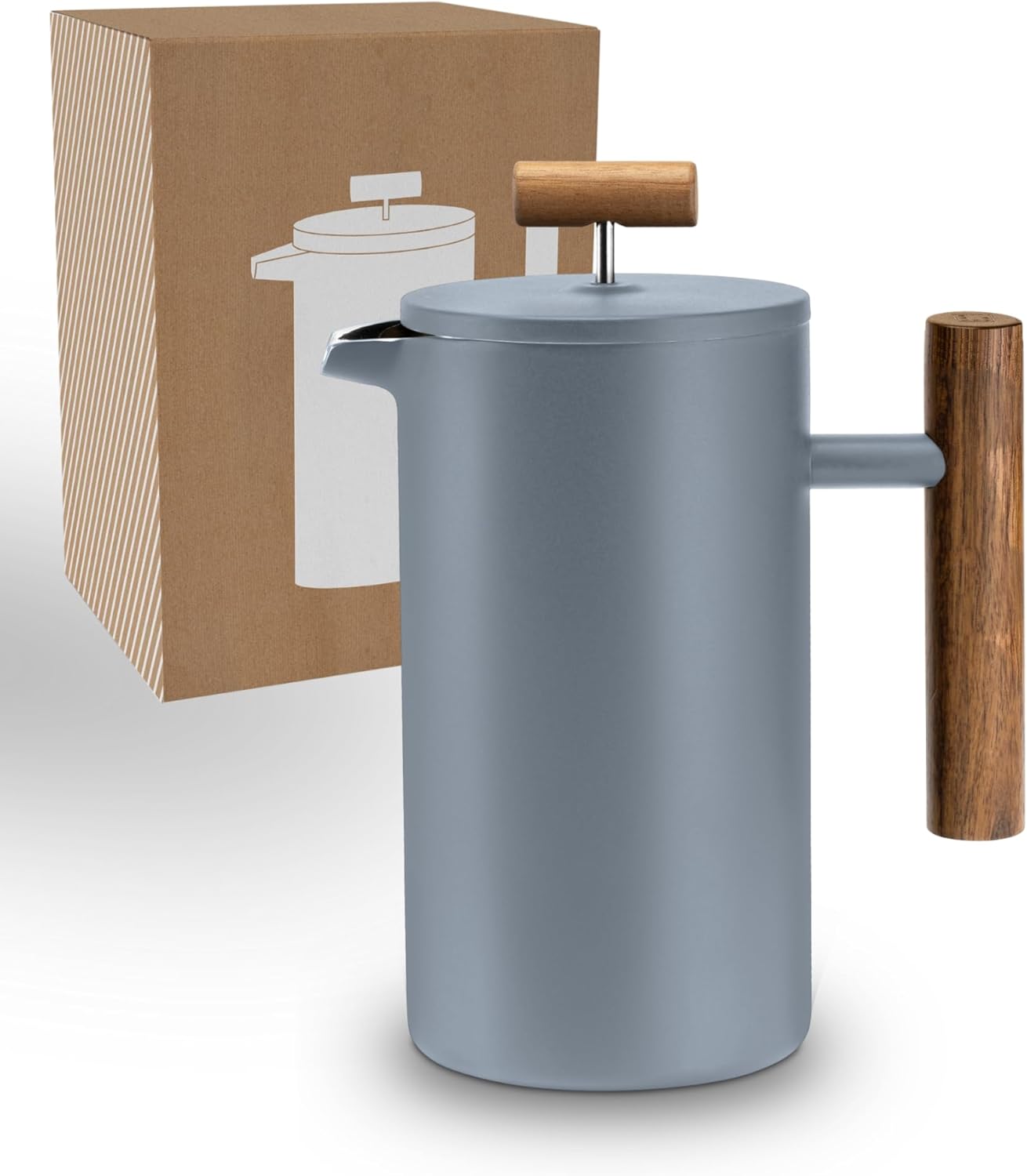 Lambda Coffee® Thermo French Press Stainless Steel I 0.35 Liters - 1-2 Cups I 3 Sizes Available I Coffee Maker Stainless Steel | Double-Walled: Keeps Warm for a Long Time I Coffee Maker | Coffee Press