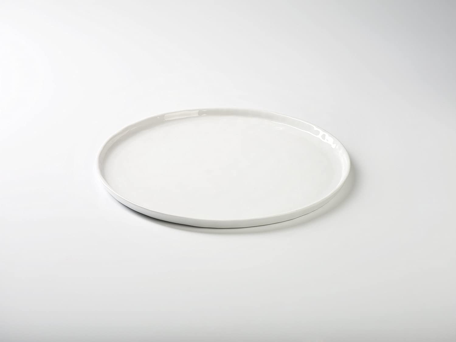 Lambert Piana Plate, Round, Porcelain, White, Diameter 21.5 cm