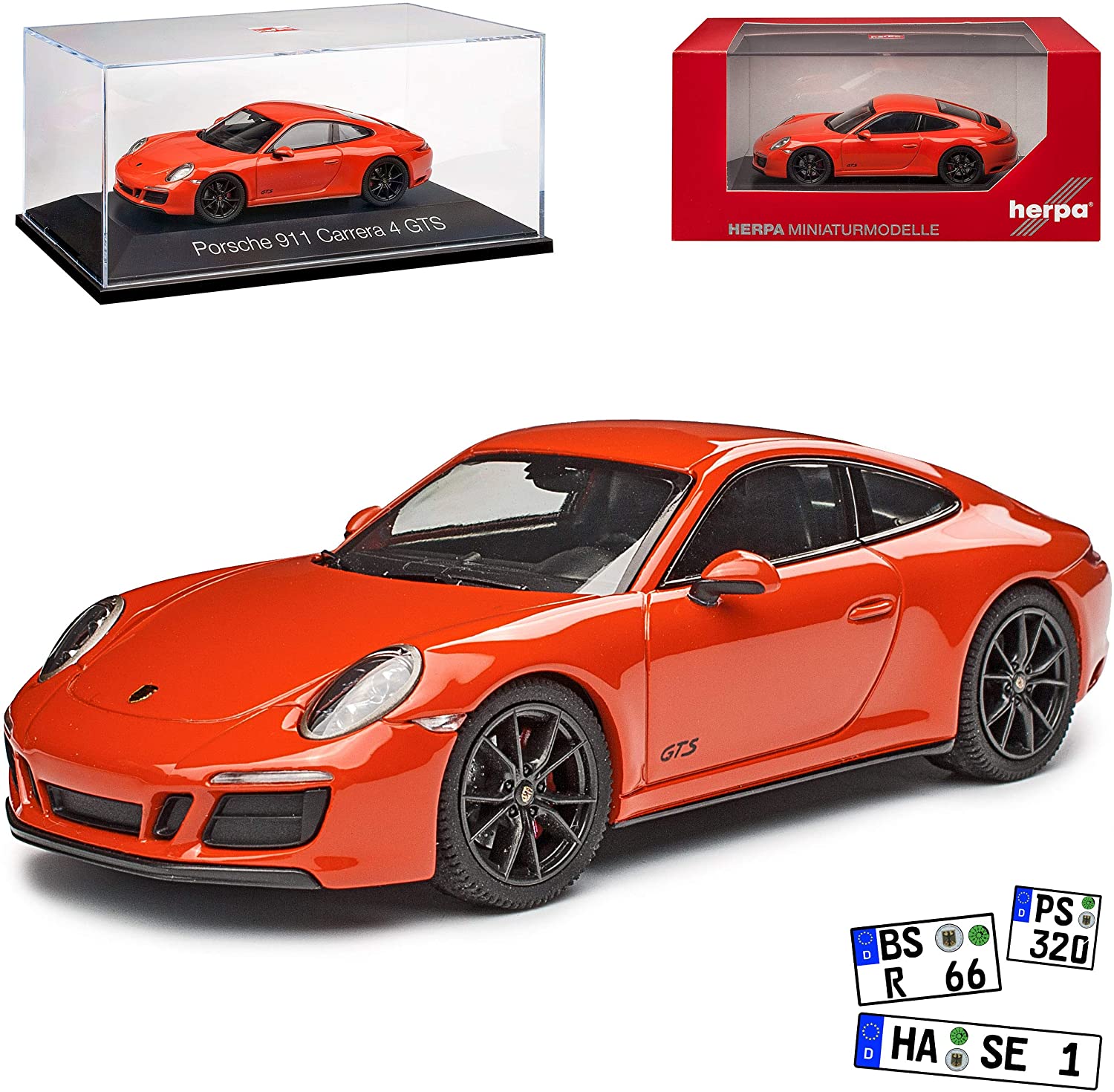 Herpa Porsche Porsche 911 991 Ii Carrera 4 Gts Coupe Lava Orange Model 2012-2019 Version 