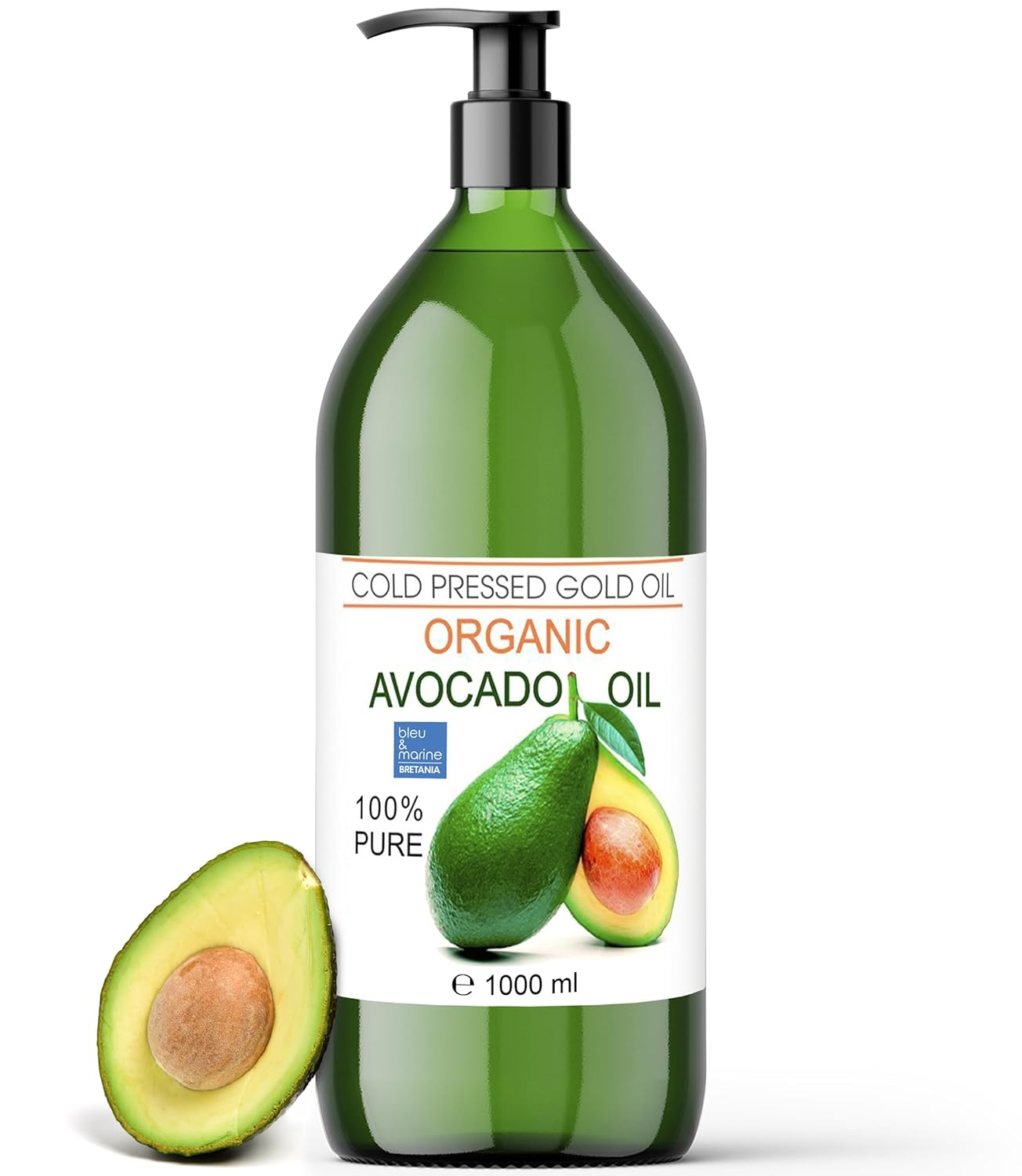 Bio Oil Pure Avocado Oil - 100% Ecological, Plant-Based, Natural Oil - Cold Pressed Oil for Hair, Skin, Face, Massage - Organic & Ecological Avocado Oil 1000 ml