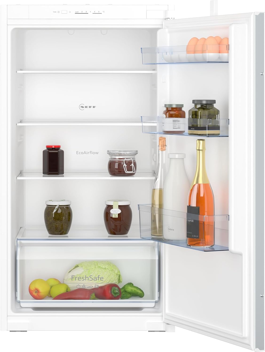 NEFF KI1311SE0, N 30, Built-in Fridge, 102.5 x 56 cm, 165 L Cooling, Made in Germany, Quiet, Safety Glass, FreshSafe Drawer, Eco Air Flow for Constant Indoor Temperature, Draw Hinge