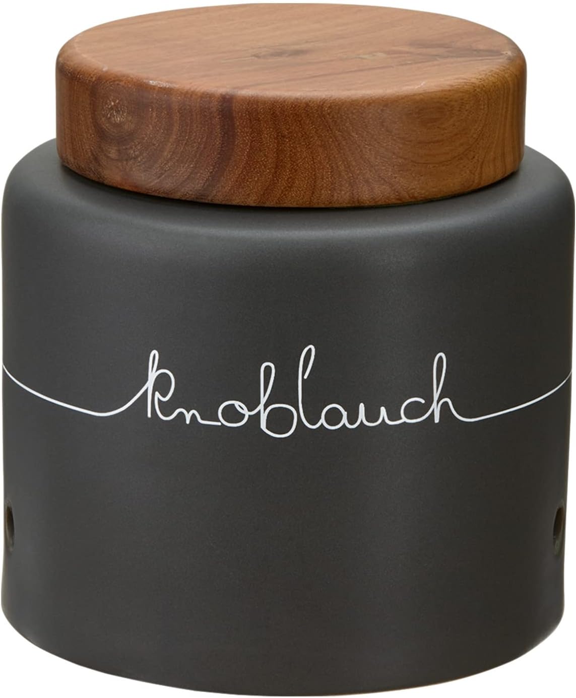 KHG Storage Jars Set Ceramic Anthracite Wood Lid Coffee Container Potato Box Onion, Garlic