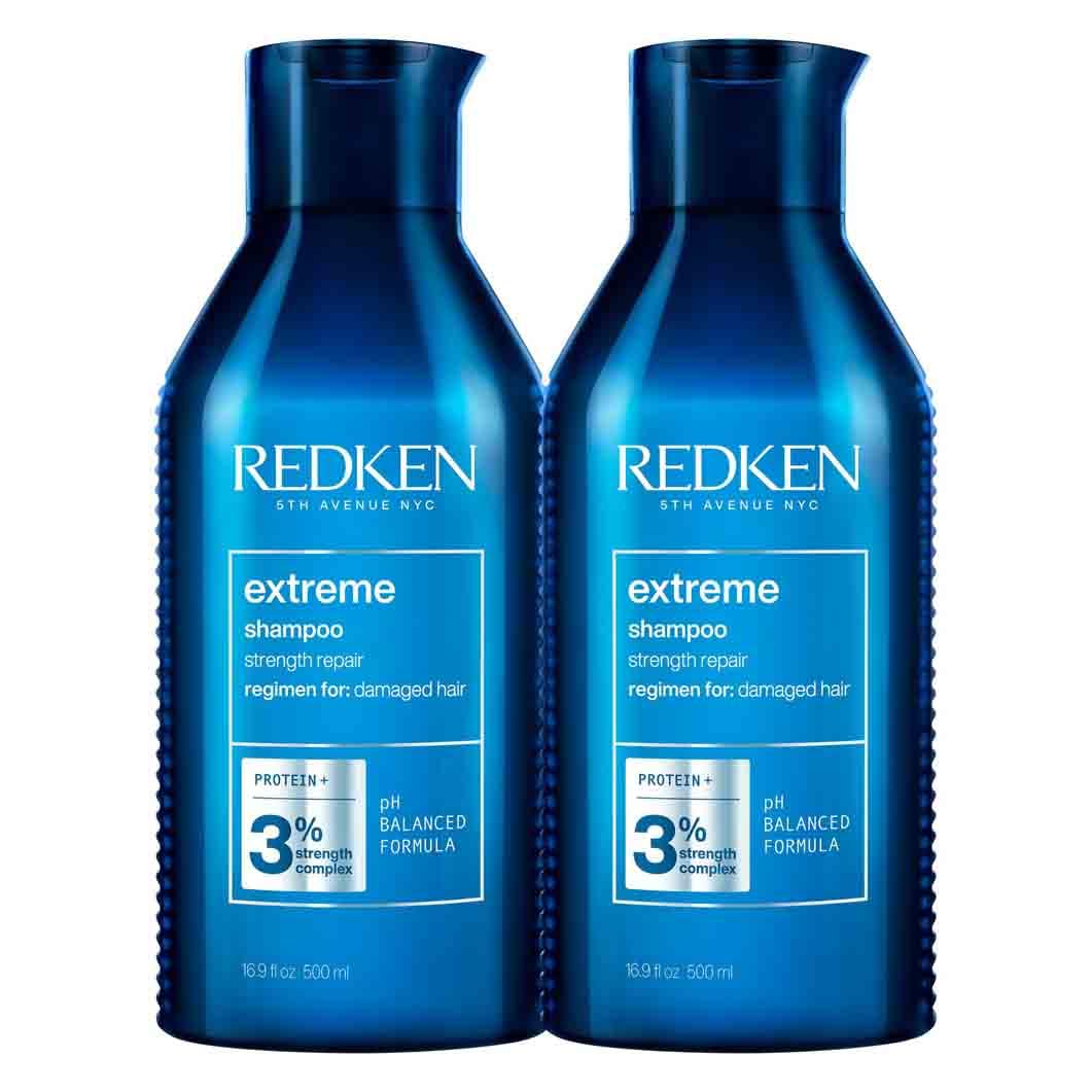 Redken Hair Shampoo for Brittle and Damaged Hair, Anti Hair Breakage, with Soy Proteins, Ceramides, Sepicap and Arginine, Extreme Shampoo, 2 x 500 ml