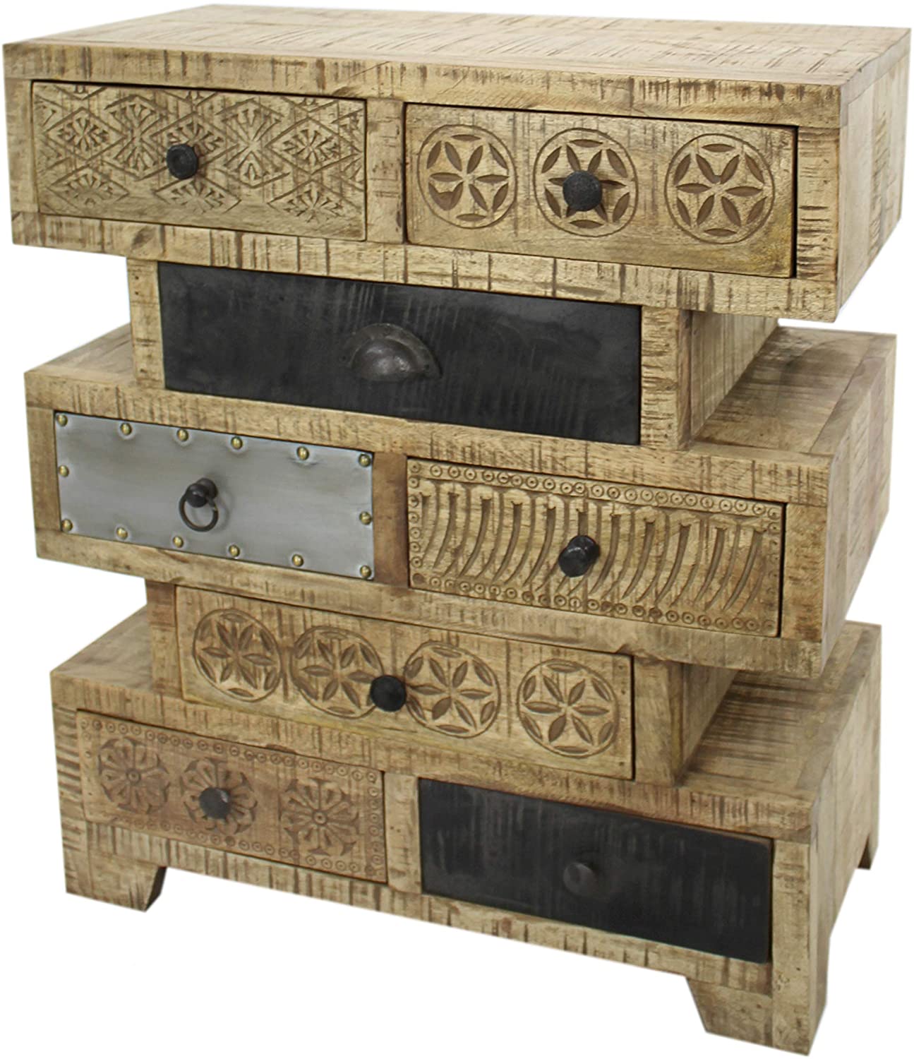Daro Deko Mango-Holz Möbel Kommode Abstrakt 8 Schubladen