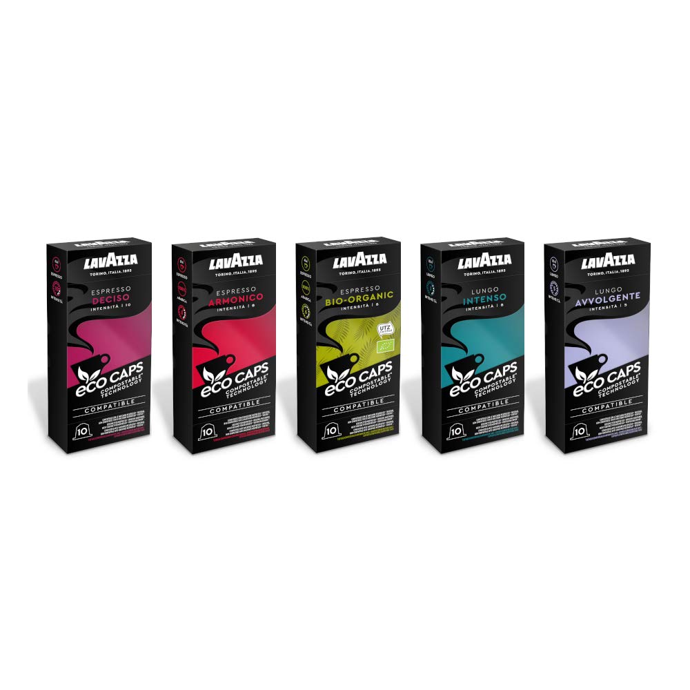 Lavazza Eco Kaffeekapseln - 5-fach Mixed / Mischkarton / Probierpackung - Nespresso kompatibel - 5er Pack (5 x 53g)