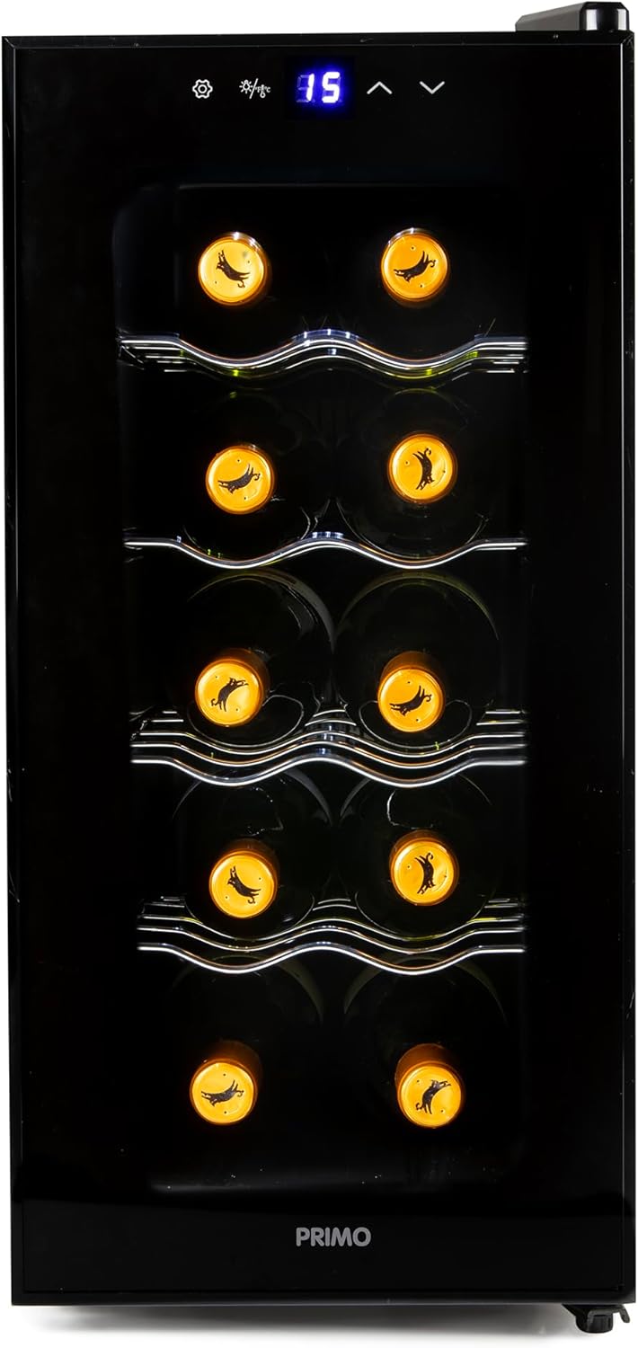 PRIMO PR170WK Wine Refrigerator - Free Standing - 10 Bottles - Class E - Black