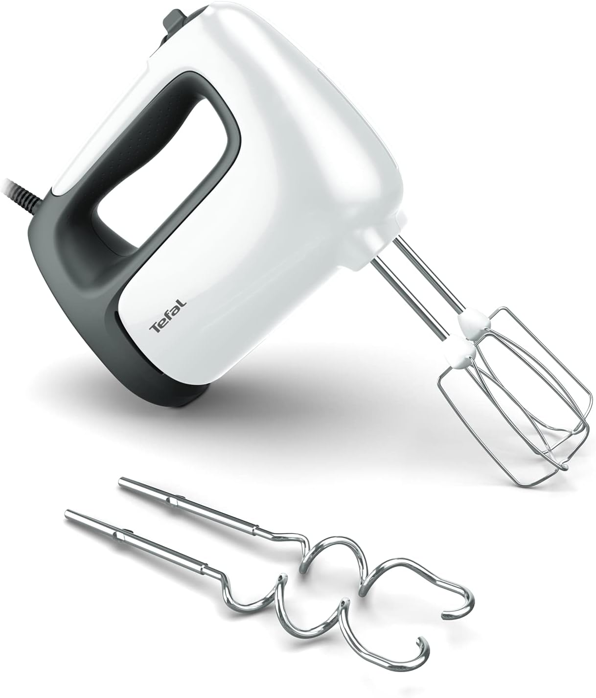 Tefal HT4601 Prep\'Mix Hand Mixer, Plastic, Steel, 500 W, White/Graphite