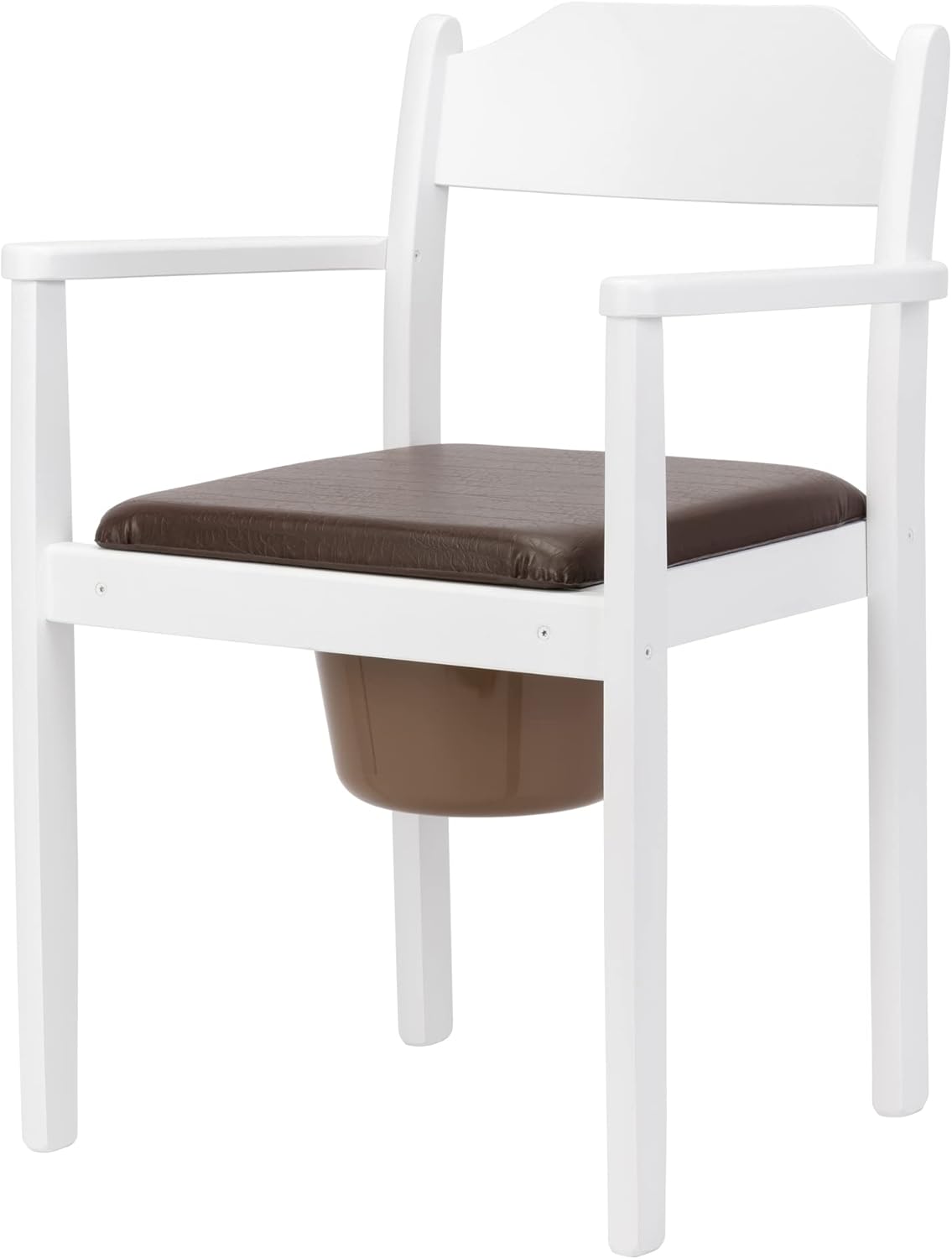 Perla Hygienic Commode Bedside Chair, Wood, Removable Bucket with Lid, Chair Toilet for Adults Made of Solid Beech Wood, Certified Toilet Aid for Seniors (White)