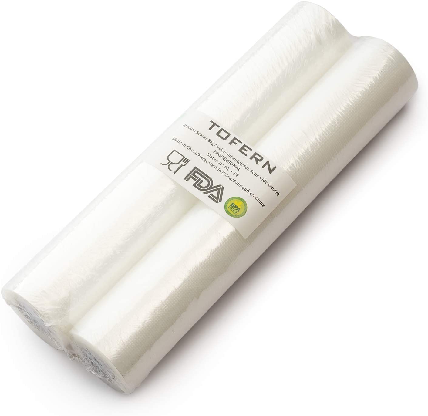 Tofern 2 Rolls Price Folienrollen Vacuum Bags Containers Vacuum Bag Vacuum/Roll Pa + PE Transparent bpa free Food Small suitable for most vacuum Organiser