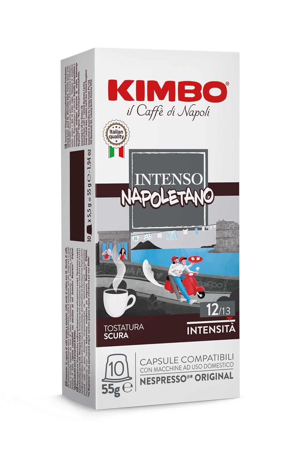 Kimbo Intenso Coffee Capsules Compatible with Nespresso 10 Packs of 10 Capsules (Total 100 Capsules)