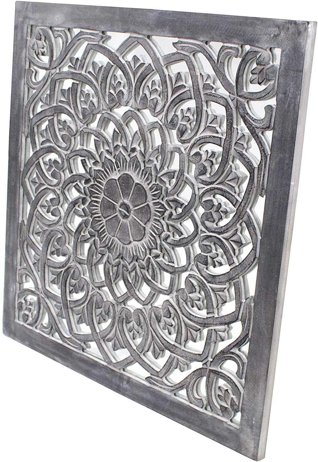 DARO DEKO DARO decoration wood wall picture ornaments with mirror dark gray 60cm x 60