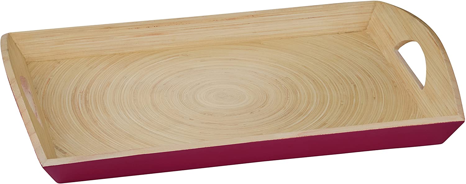 Premier Housewares Kyoto Serving Tray Spun Bamboo Raspberry – 30 x 45 x 7 cm