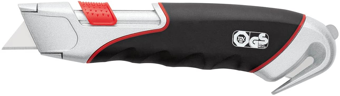 Wedo 78855 Safety Cutter Super Integrated Foil Cutter Automatic Blade Retraction for Left-Handers and Right-Handers TÜV / GS Tested Black / Silver