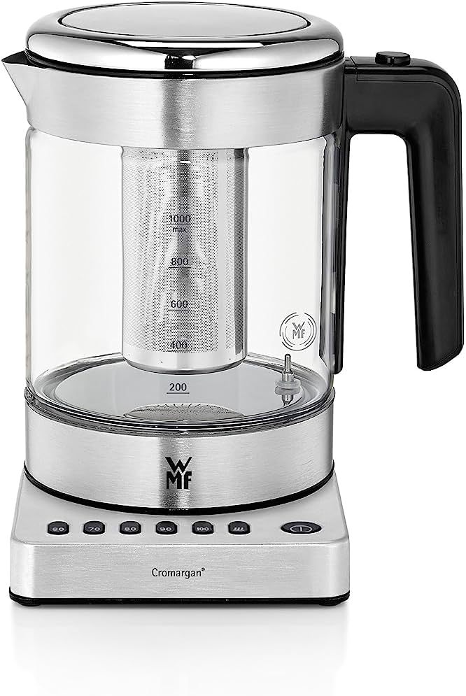WMF Küchenminis 2 in 1 Vario Kettle with Temperature Control, 1.0l, 1900 W, Glass Teapot with Tea Bag Holder and Infuser