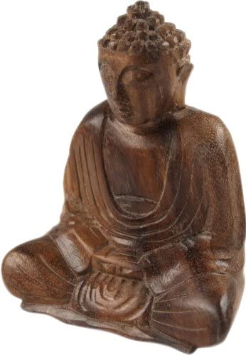 Guru-Shop GURU SHOP Wooden Buddha Statue Handmade 11 cm Dhyana Mudra Design 1 Brown Buddha