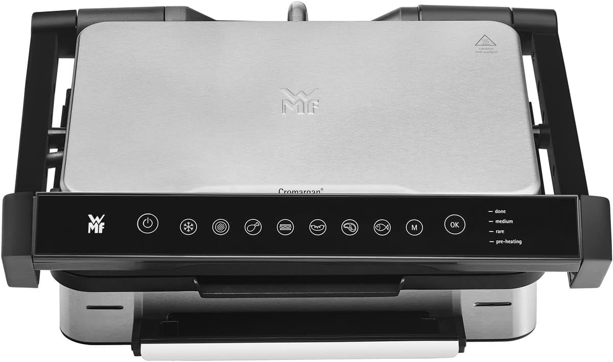 WMF Profi Plus Perfection Contact Grill, Electric Grill 2000 W, 6 Programmes, Sensor Technology, Coated Plates, Panini Grill, Matte Stainless Steel