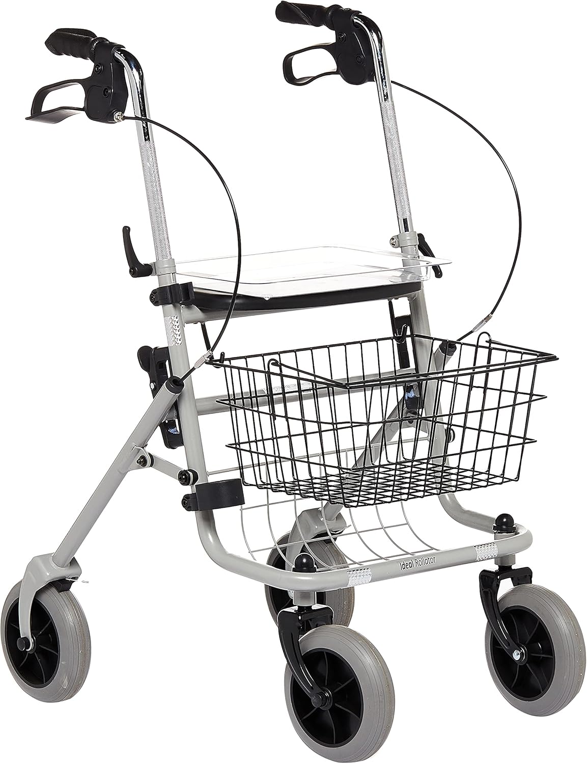 MEYRA Ideal Rollator - Modern, Silver - Aluminium - Adult - 11.9 kg, 130 kg Load Capacity, Foldable, 79-97 cm Handle Height, 59 x 57 cm, 27 x 59 x 85 cm Folding Size
