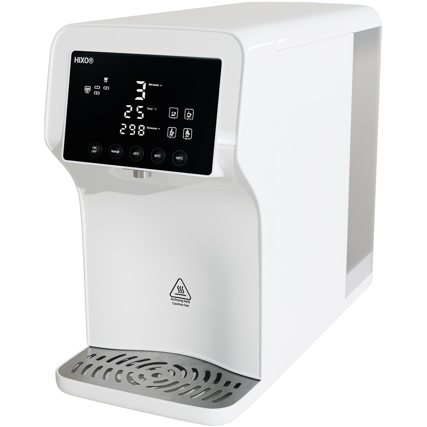 HIXO Osmosis System (RO) - Countertop Water Filter | with Variable Temperature Levels (up to ~100°C) & TDS Display | No Fixed Water Connection Required | Pure, Limescale Free Drinking Water - Hot