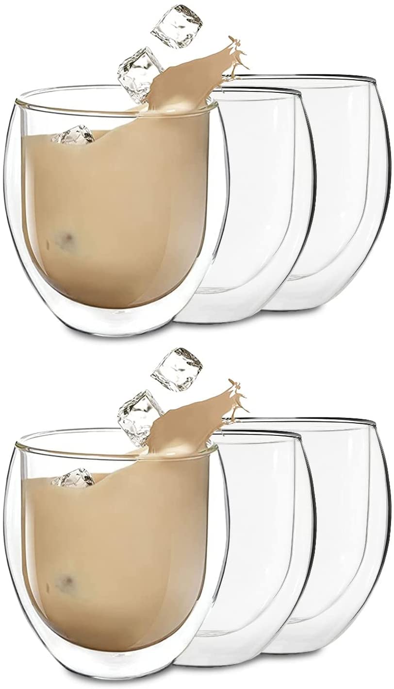 DUOS Feelino Double-Walled Thermal Tea Glasses / Coffee Glasses with Floating Effect Keeps Drinks Warmer for Longer and Cold Cold for Longer