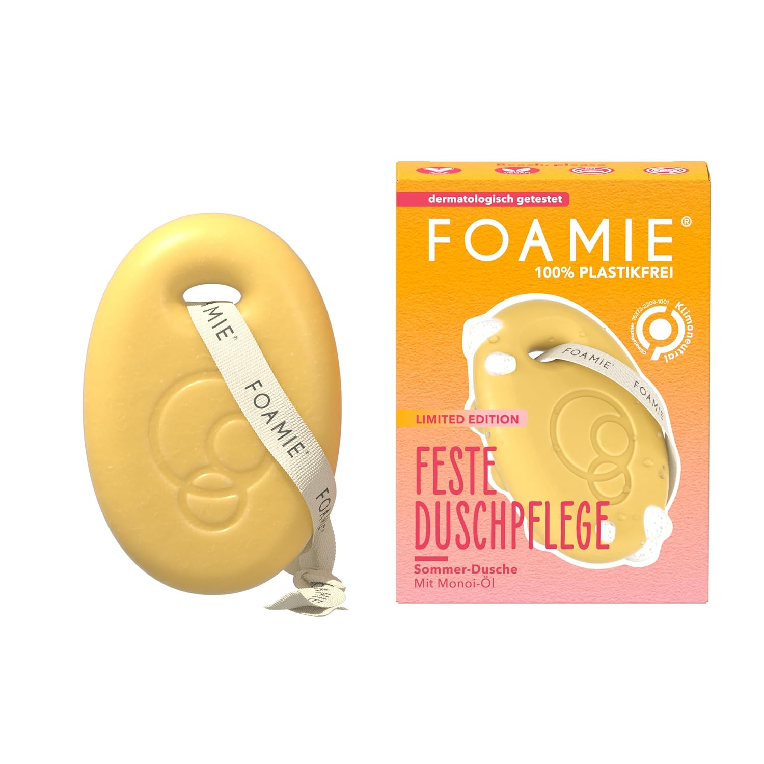 Foamie Solid Shower Gel Limited Edition, Solid Shower Care 3-in-1: Cleans, Nourishes & Massages with Monoi Oil, Moisturising, Fruity Fragrance, Pack of 1