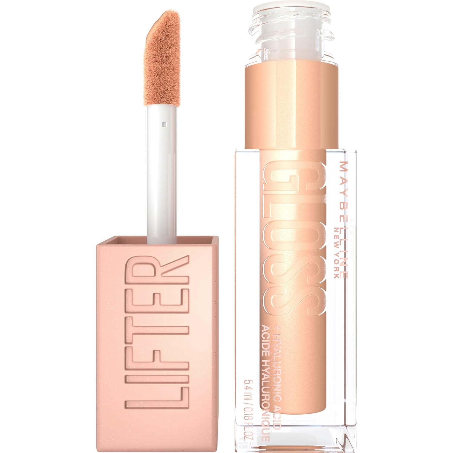 Maybelline New York Glossy Lip Gloss for Fuller Looking Lips, Moisturizing, With hyaluronic Acid, Lifter Gloss, Color: No. 20 Sun (Nude), 1 x 5.4 ml