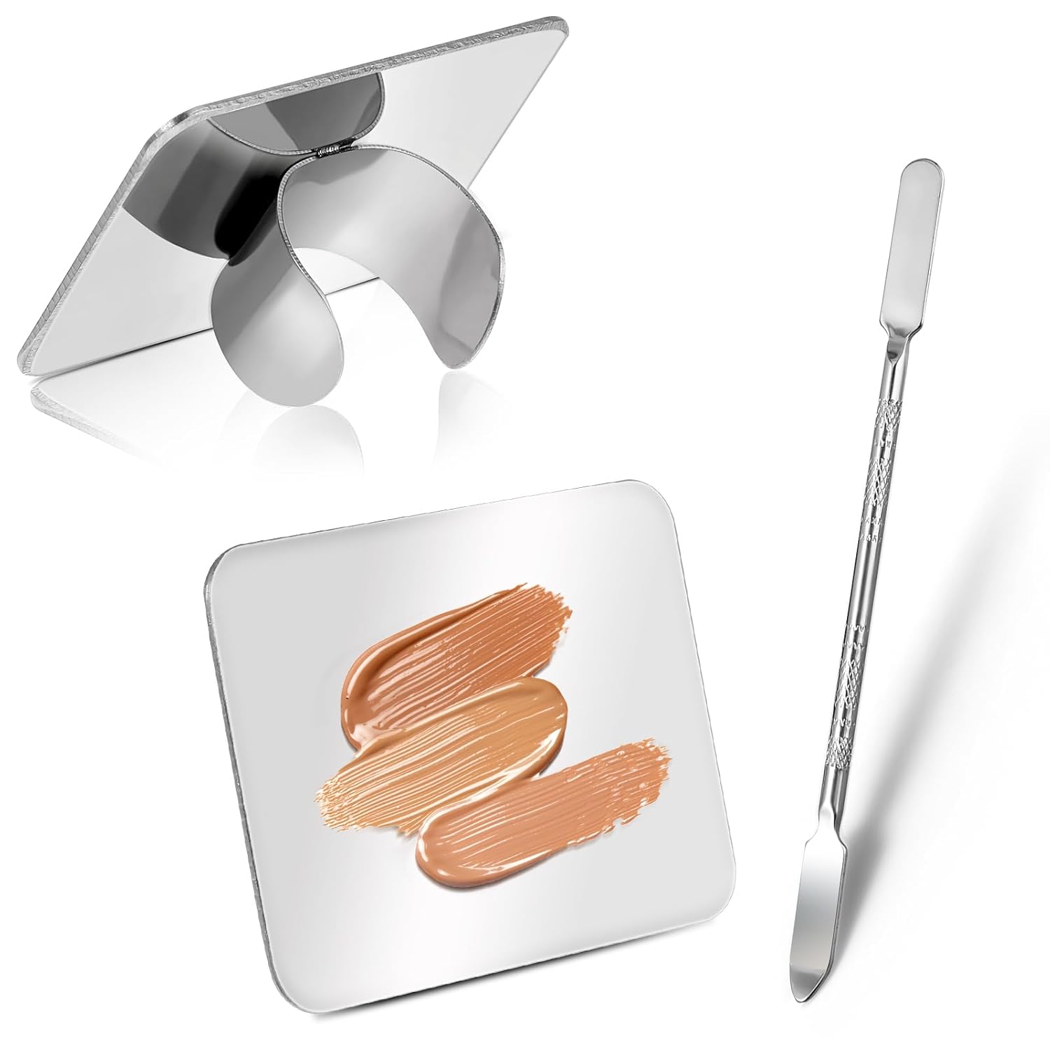 Abeillo Make Up Palette, Stainless Steel Cosmetic Makeup Palette Professional Makeup Mixing Tools for Makeup Nail Art, Makeup Artist Tool for Mixing Foundation Nail Art