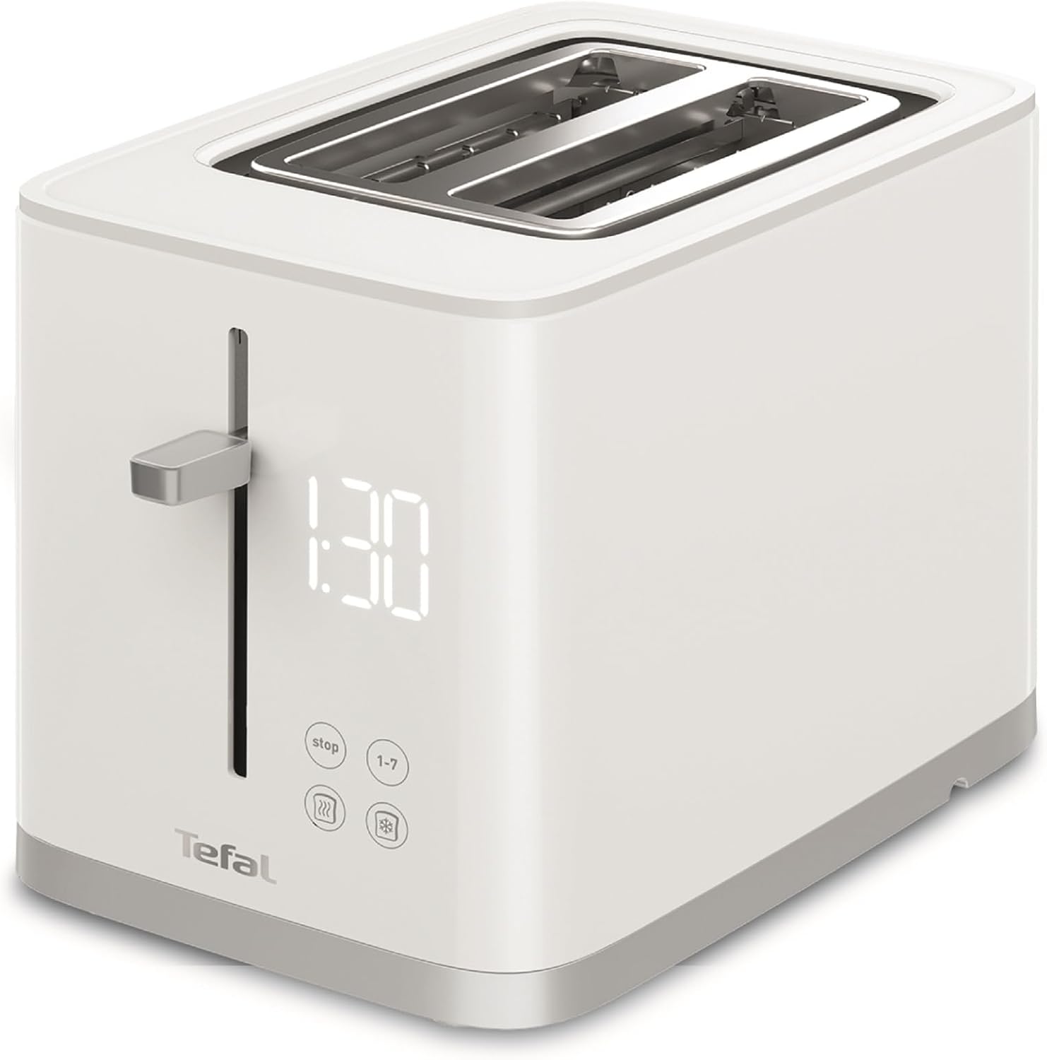 Tefal Store Tefal TT6931 Sense Toaster, 7 Browning Levels, Digital Display, Countdown, Warming / Defrosting, Crumb Drawer, Stop Button, White