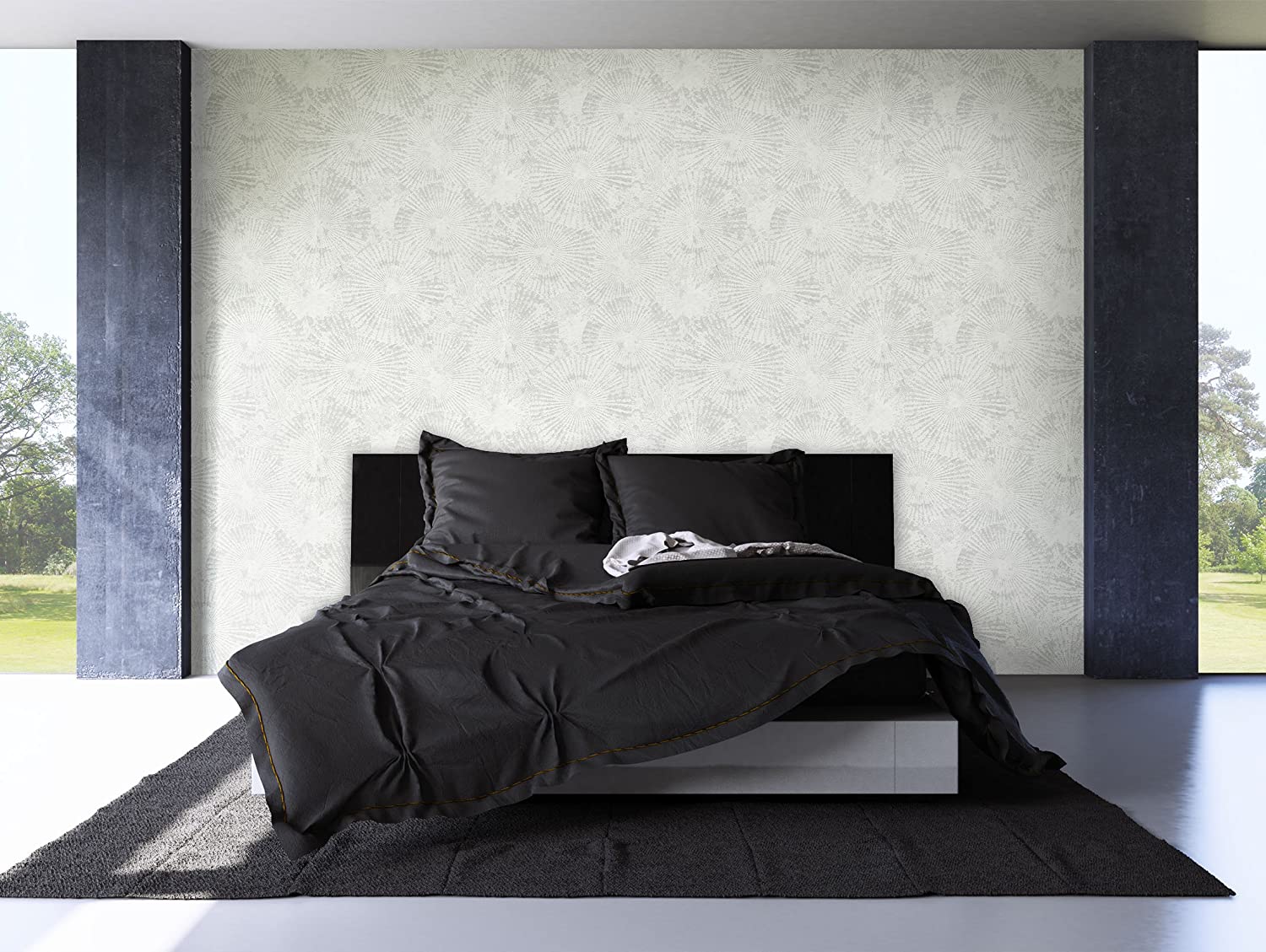 Newroom Design Newroom Wallpaper Grey Non-Woven Pattern Pattern Pattern Modern Elegant Design Look Includes Wallpaper Guide