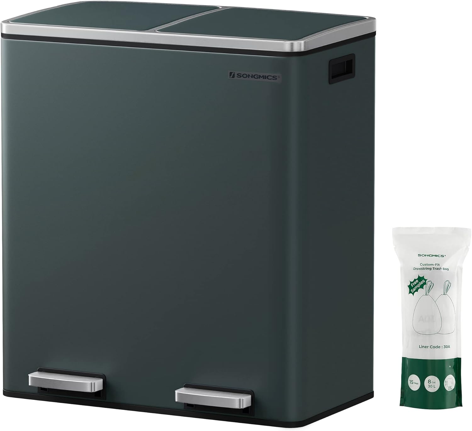 SONGMICS Kitchen Bin, smoke grey, 60 l