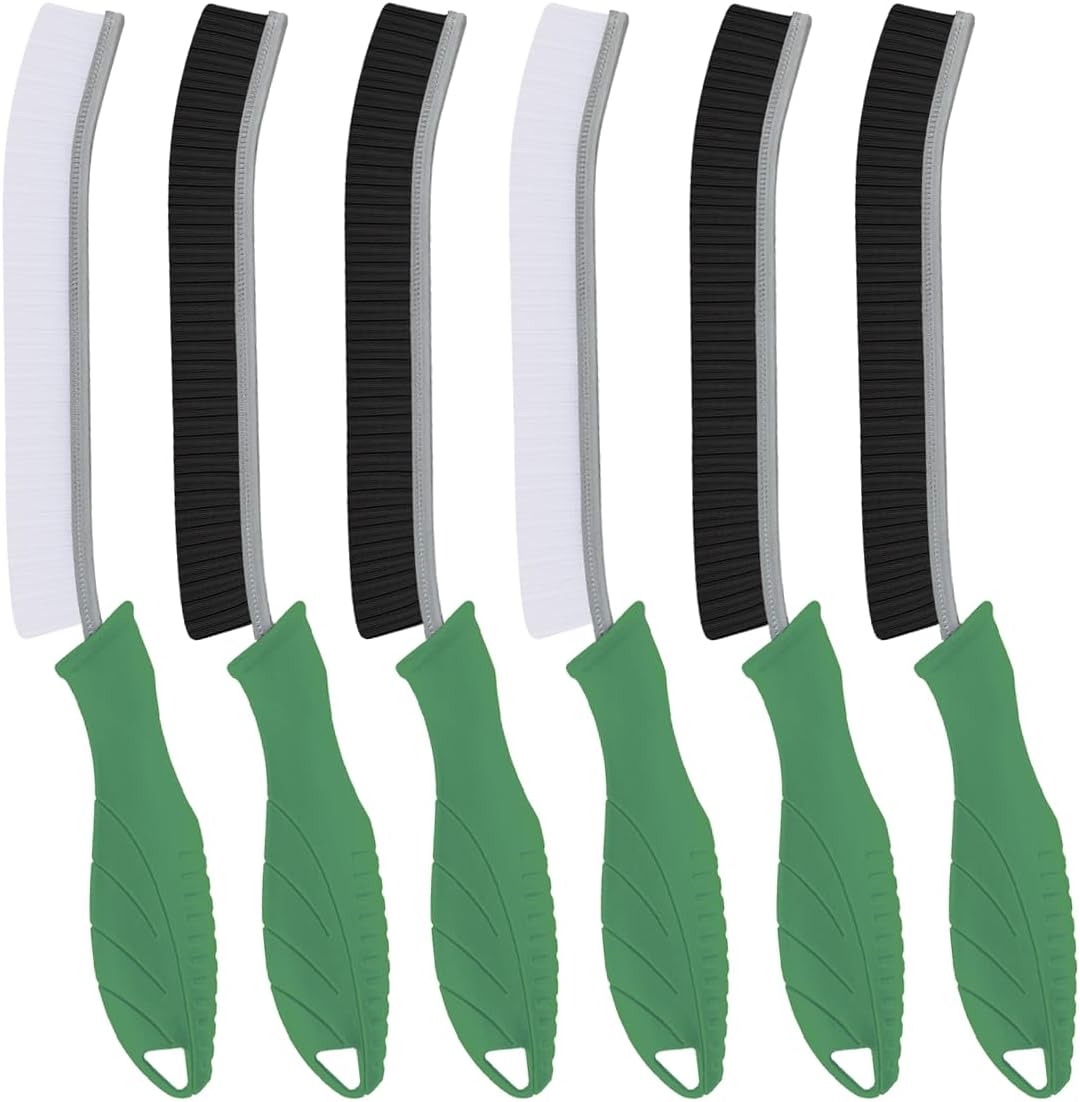 TQRR Hard Bristle Grout Cleaning BrushThin Joint Cleaning Brush, Small Cleaning Brush, Kitchen Brush, Cleaning Tool for Toilet, Bathroom, Home, Bathtub, Sink (6, Green)