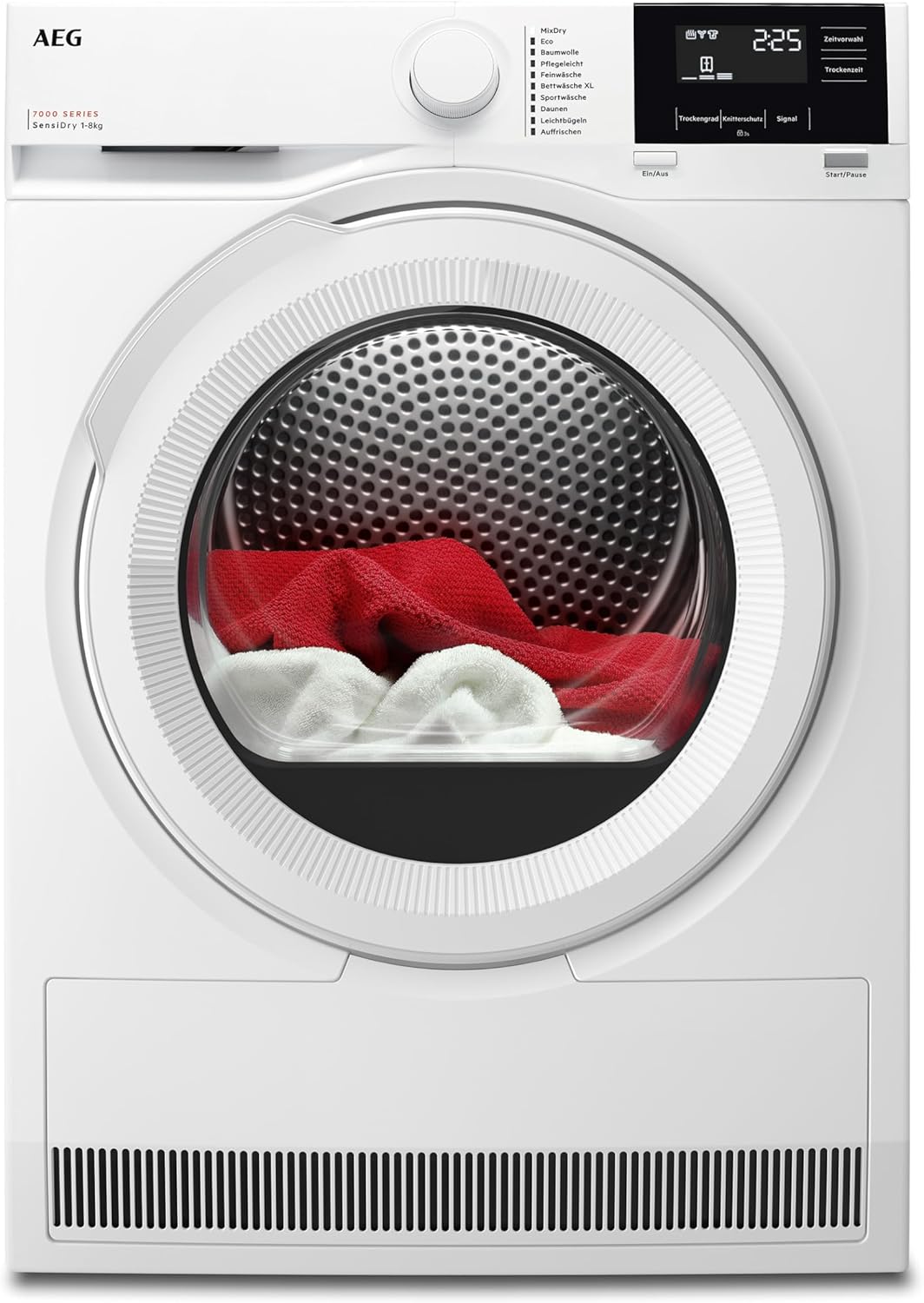 AEG Heat Pump Dryer 8 kg, Series 7000 SensiDry: Gentle & Energy-Saving Drying Process, New Energy Class D, Automatic Volume, Gentle Drum, Changing Direction of Rotation, Wrinkle Protection, TR7T61580