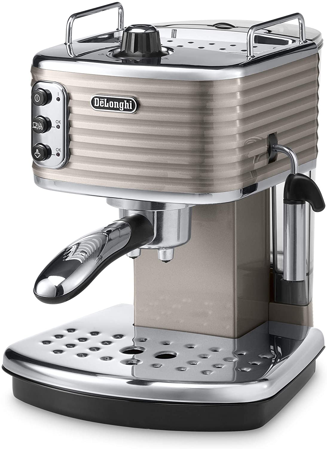 Delonghi Scultura Traditional Pump Espresso Coffee Machine, 1100 W, Champagne