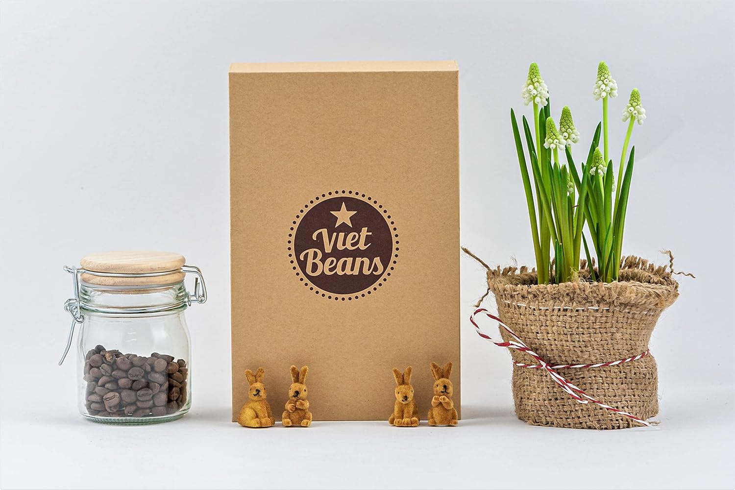 VietBeans Coffee Beans Tasting Set in Gift Box – Four Exciting Types of Coffee for Coffee Lovers – Coffee Gift Set Whole Beans – Gift Idea Coffee – Trial Set 4 x 80 g