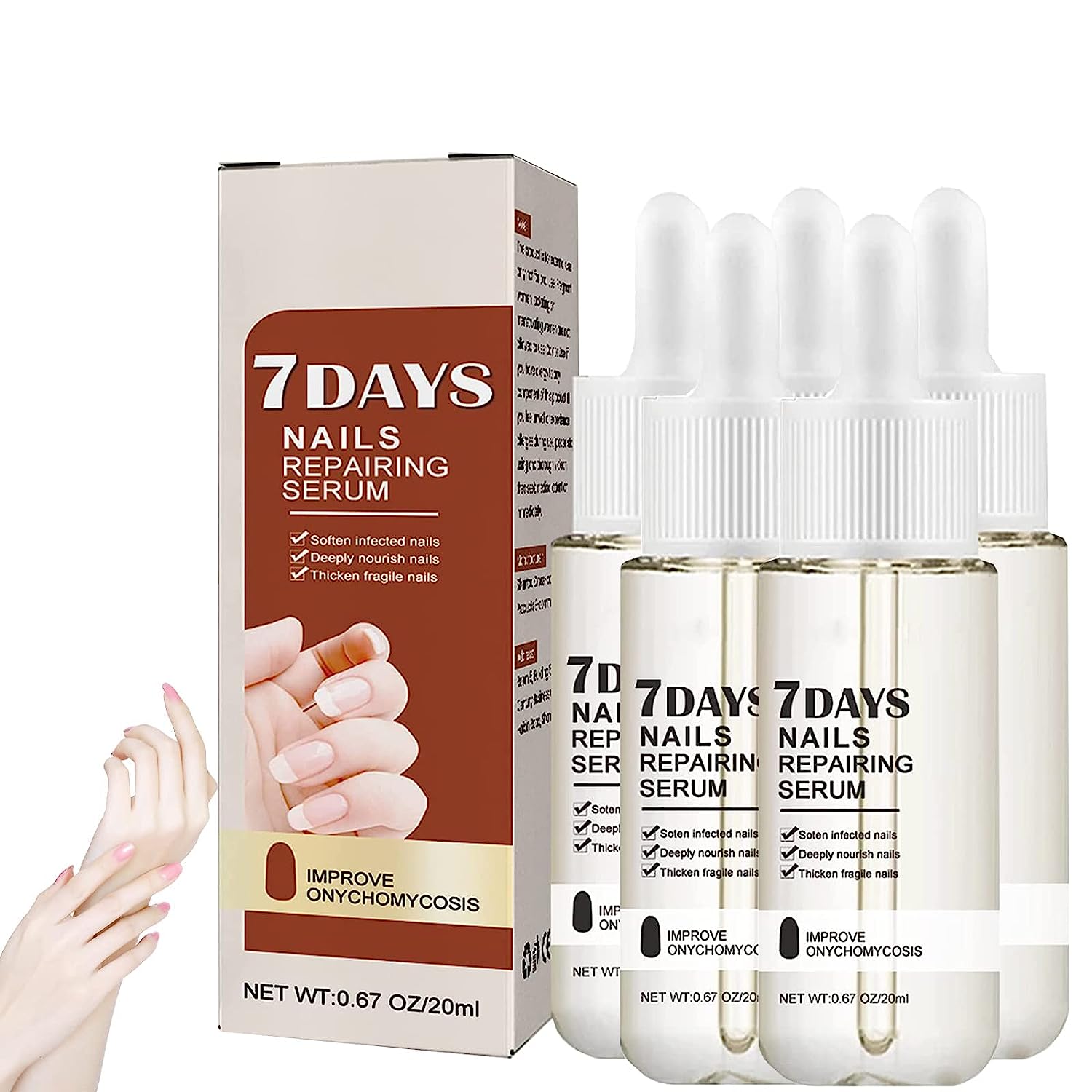 JOKBEN GFOUK 7 Days Nail Growth and Strengthening Serum, 7 Day Serum for Nail Growth and Strengthening, Stronger Nails in 1 Week, Toenail Repair Treatment Serum (b-5 Pieces)