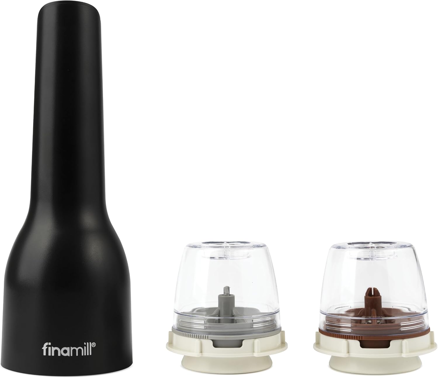 FINAMILL Refillable Grinder with 2 Pads (ProPlus & Peppercorn), Midnight Black