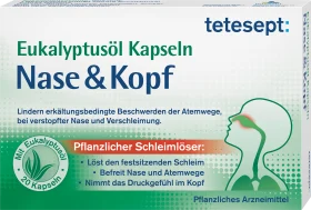 tetesept eucalyptus oil capsules nose + head, 20 pcs