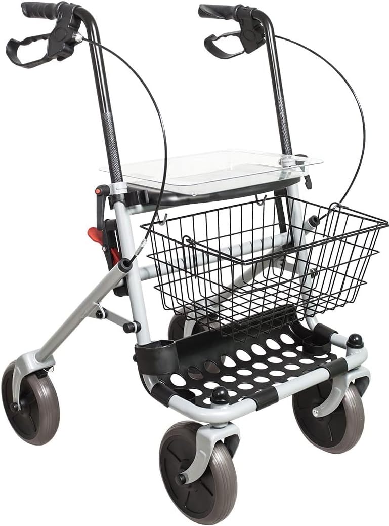 AUSILIUM Basic Pieghevole Rollator in Acciaio with 4 Ruote Diameter 20 cm