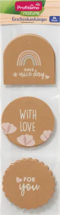Profissimo gift tags nice day/for you/love, 24 pcs