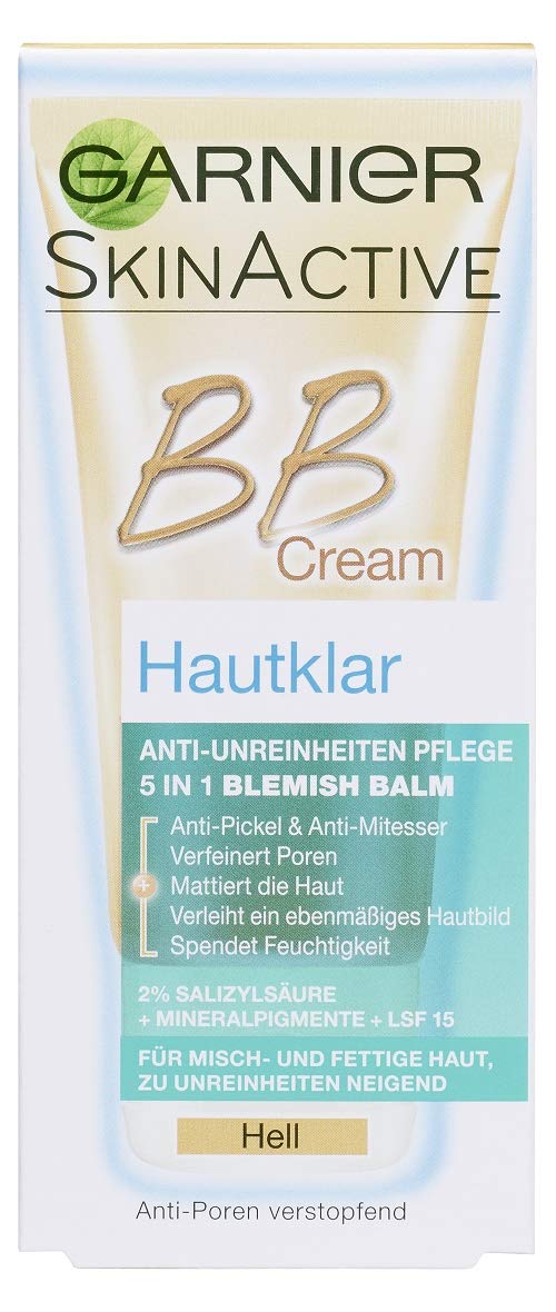 Garnier BB Cream Skin-clear anti-impurities in light, anti-pimple day cream with salicylic acid and sun protection, 50 ml, ‎light