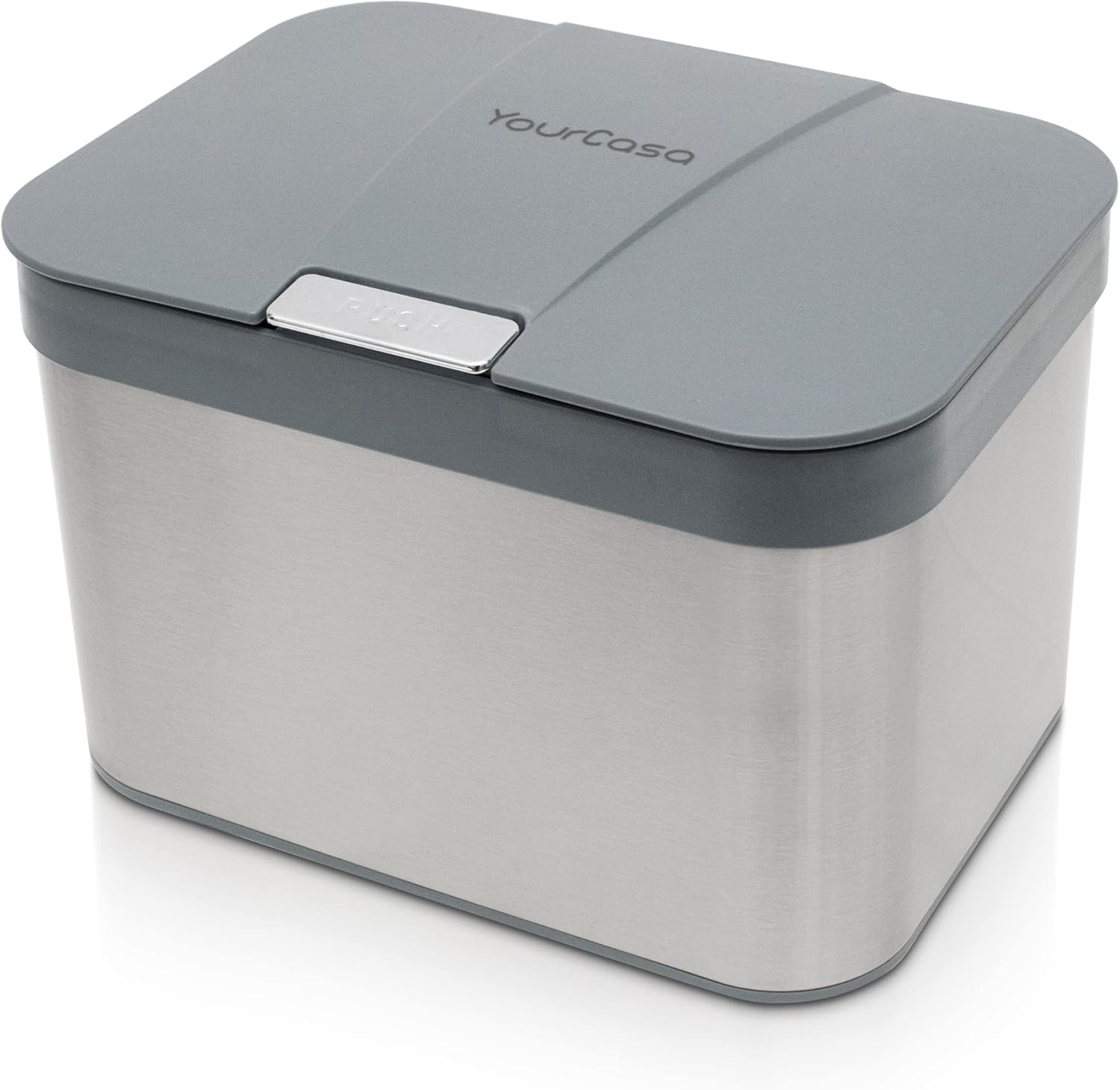 YourCasa Kitchen Organic Waste Bin, 4.3 L, Made of Stainless Steel, Odour-Proof Organic Bin with Lid and Dishwasher-Safe Inner Insert, High-Quality Compost Bin & Organic Waste Container, Small (Grey)