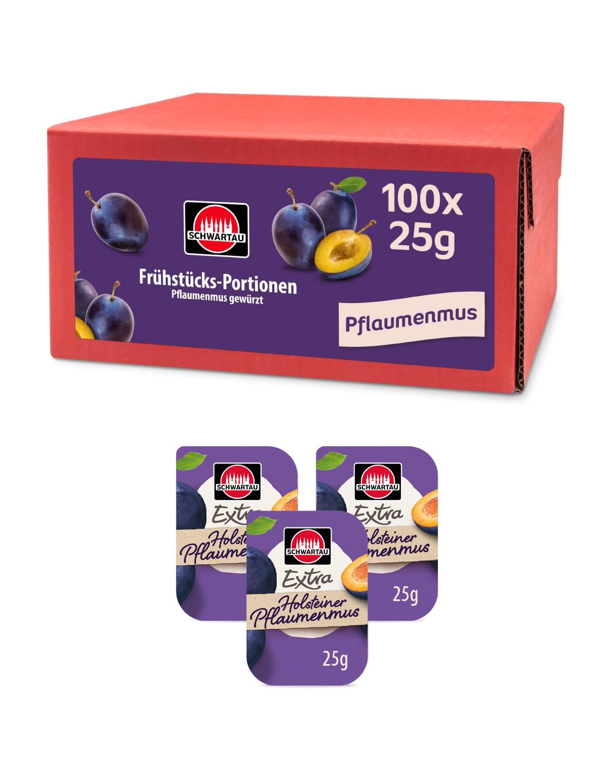 Schwartau Extra Plum Jam Portions Large Pack 100 x 25 g